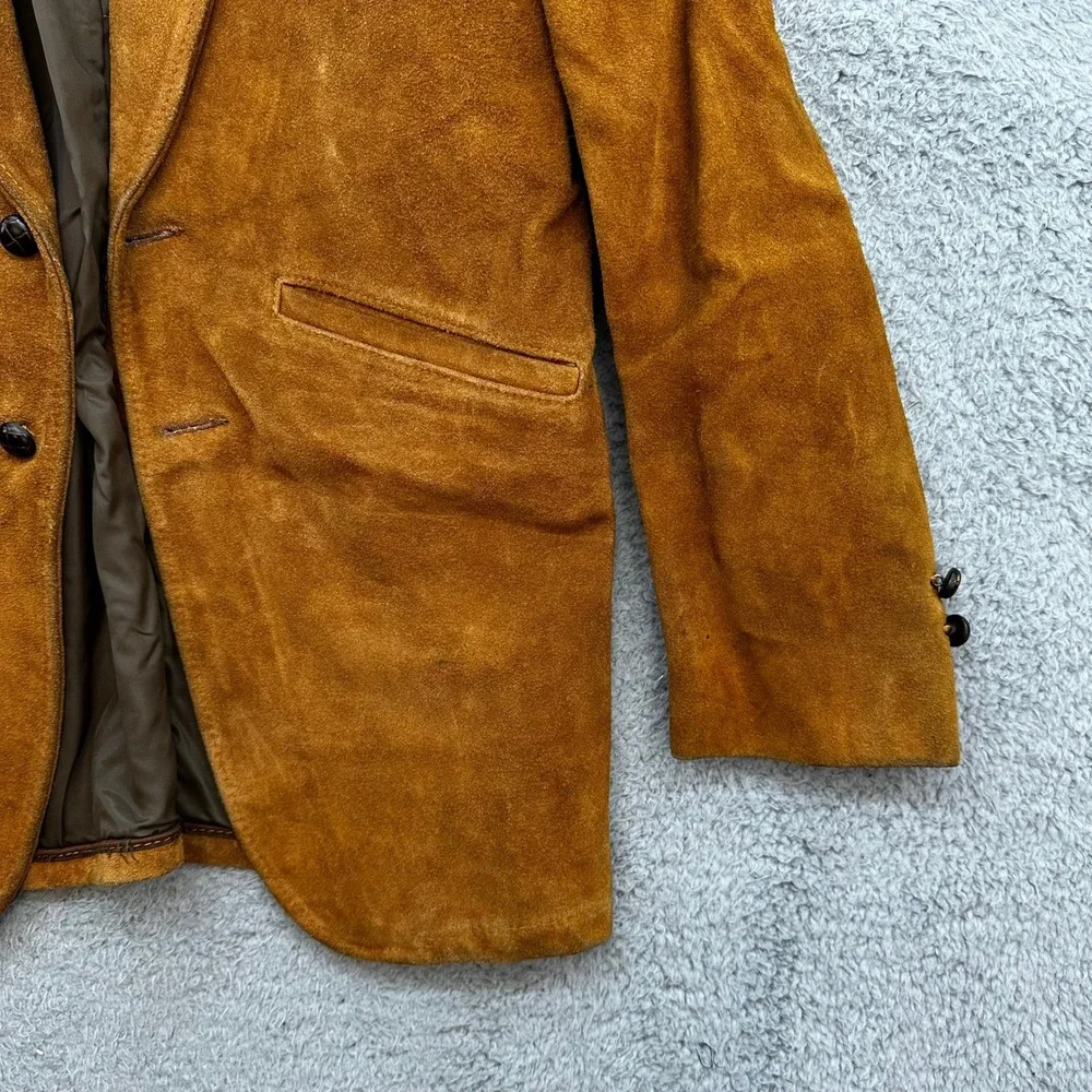 VTG Van Cort Mens 36 Suede Leather Blazer Jacket Brown Western Made in USA
